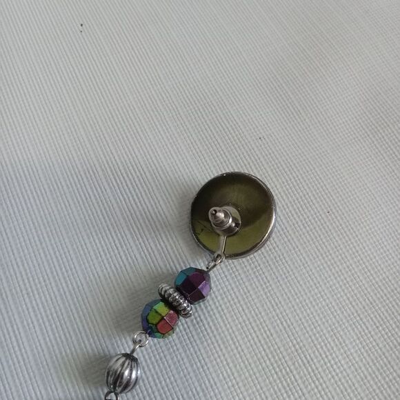 Set of 2 Plastic Faceted Beaded Dangle Style Costume Fashion Earrings Bundle - Picture 5 of 7